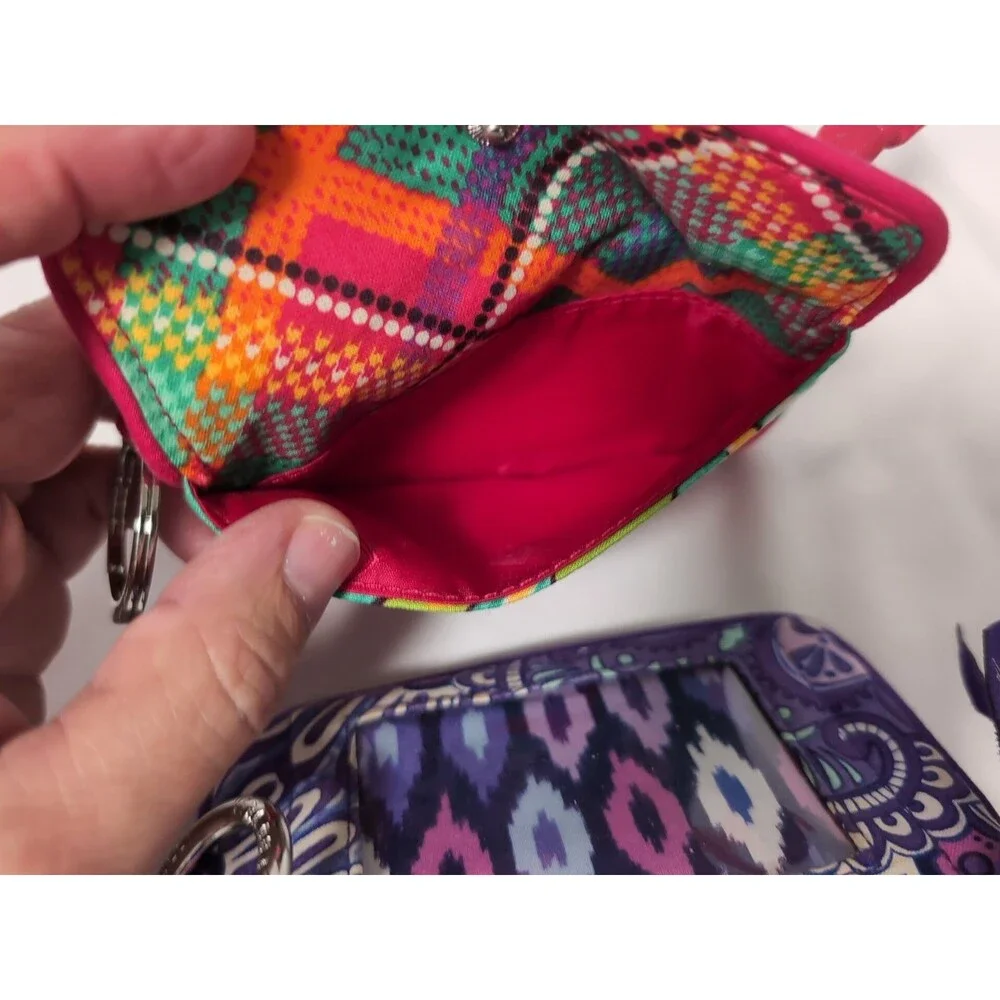 VERA BRADLEY Lot of 2 KEYCHAIN ID CARD HOLDER PURPLE RED - Picture 8 of 16